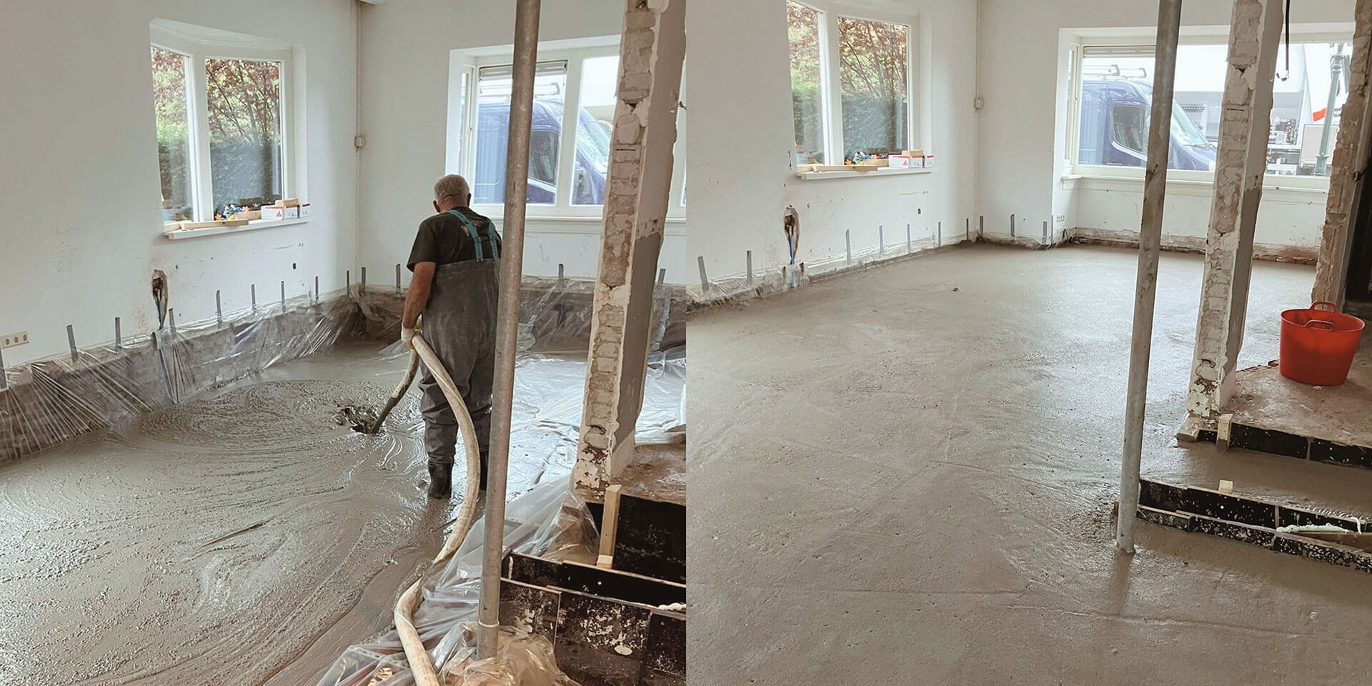 Vervangen houten vloer door isolerende schuimbetonvloer &ndash; Wassenaar